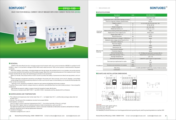 Multi funcational RCBO circuit breaker over &down voltage protection ,rated current and voltage adjustable