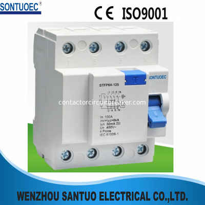 2P 4P 6KA 100 Amp RCCB Circuit Breaker Isolation Switching IEC61008